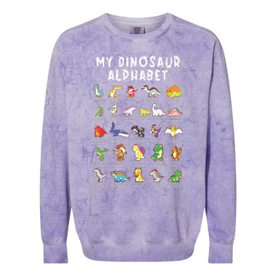 Types Of Dinosaurs Alphabet Dino Identification Colorblast Crewneck Sweatshirt