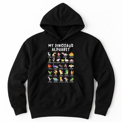 Types Of Dinosaurs Alphabet Dino Identification Hoodie