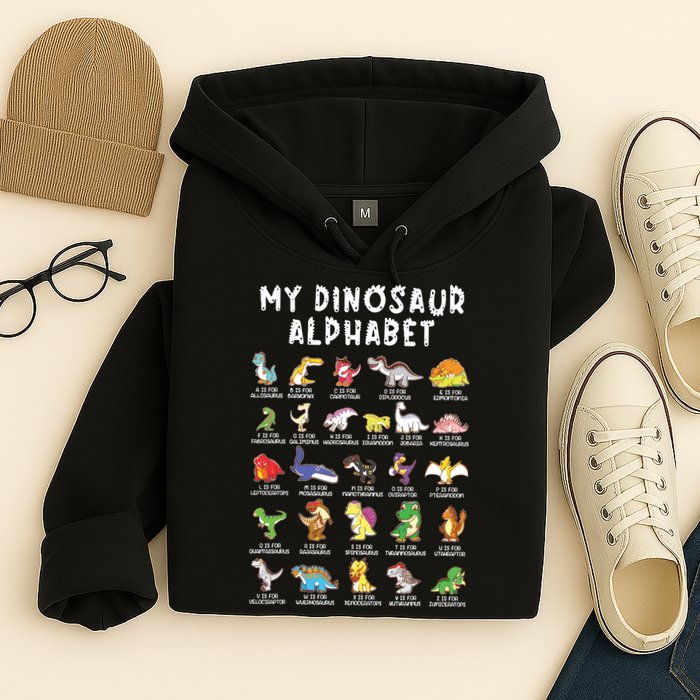 Types Of Dinosaurs Alphabet Dino Identification Hoodie