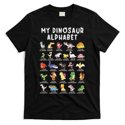 Types Of Dinosaurs Alphabet Dino Identification T-Shirt