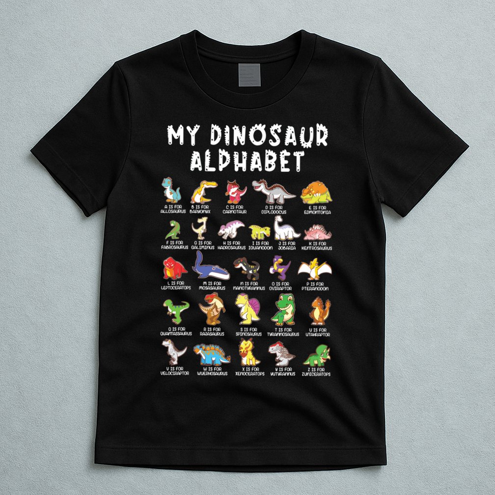 Types Of Dinosaurs Alphabet Dino Identification T-Shirt