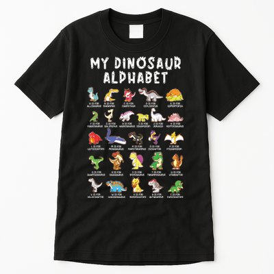 Types Of Dinosaurs Alphabet Dino Identification Tall T-Shirt