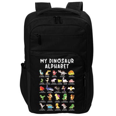 Types Of Dinosaurs Alphabet Dino Identification Impact Tech Backpack