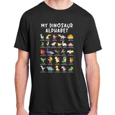 Types Of Dinosaurs Alphabet Dino Identification Adult ChromaSoft Performance T-Shirt