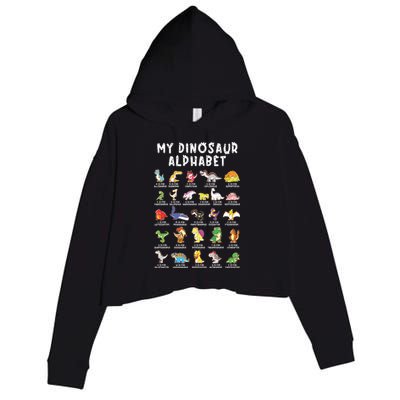 Types Of Dinosaurs Alphabet Dino Identification Crop Fleece Hoodie