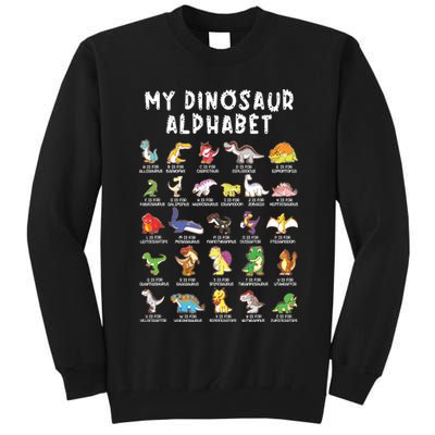 Types Of Dinosaurs Alphabet Dino Identification Tall Sweatshirt