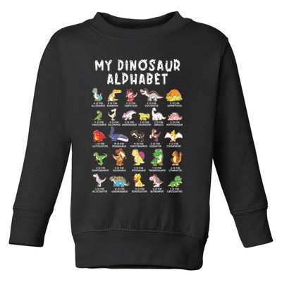 Types Of Dinosaurs Alphabet Dino Identification Toddler Sweatshirt