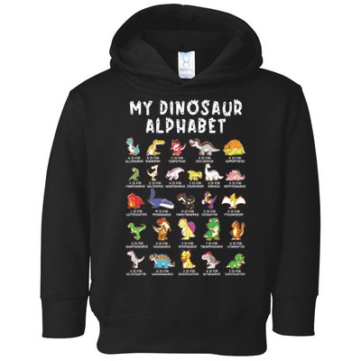 Types Of Dinosaurs Alphabet Dino Identification Toddler Hoodie