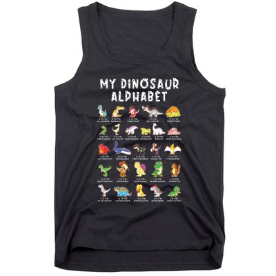 Types Of Dinosaurs Alphabet Dino Identification Tank Top