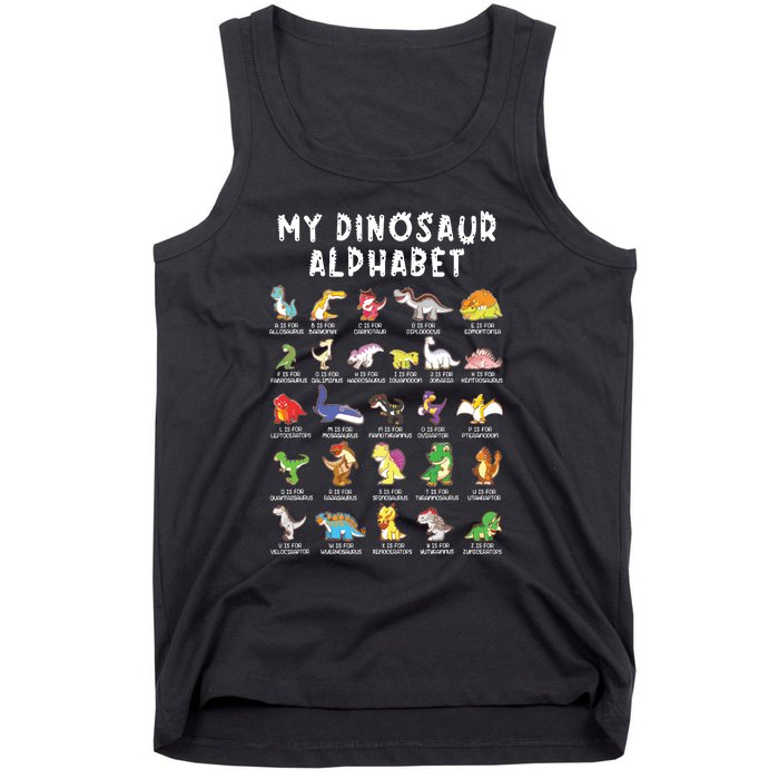 Types Of Dinosaurs Alphabet Dino Identification Tank Top