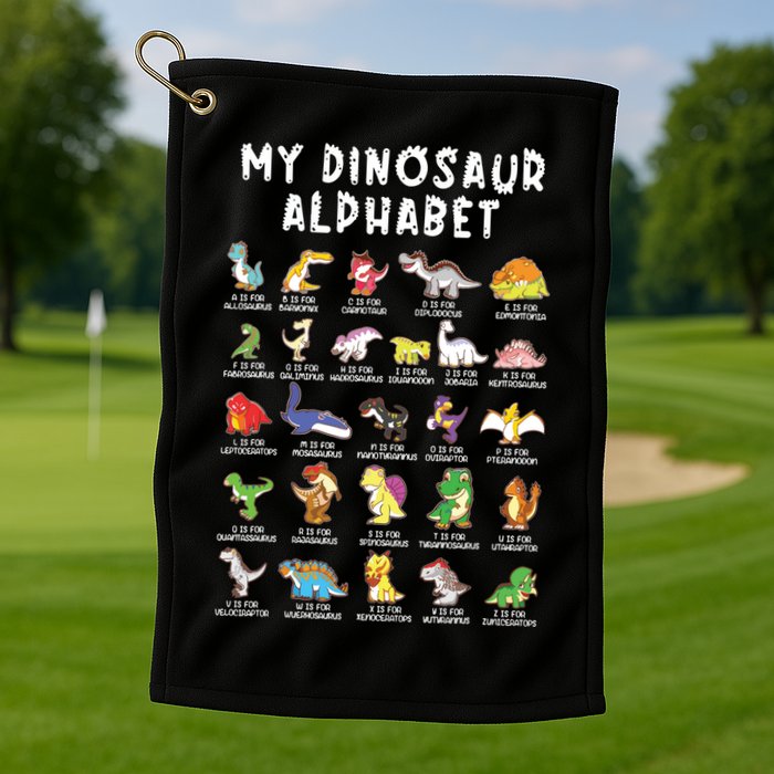 Types Of Dinosaurs Alphabet Dino Identification Golf Towel