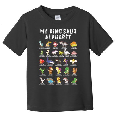 Types Of Dinosaurs Alphabet Dino Identification Toddler T-Shirt
