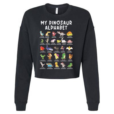 Types Of Dinosaurs Alphabet Dino Identification Cropped Pullover Crew