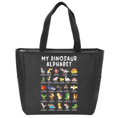 Types Of Dinosaurs Alphabet Dino Identification Zip Tote Bag