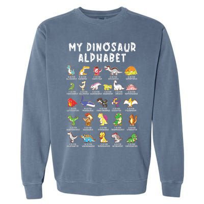 Types Of Dinosaurs Alphabet Dino Identification Garment-Dyed Sweatshirt