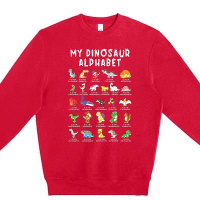 Types Of Dinosaurs Alphabet Dino Identification Premium Crewneck Sweatshirt