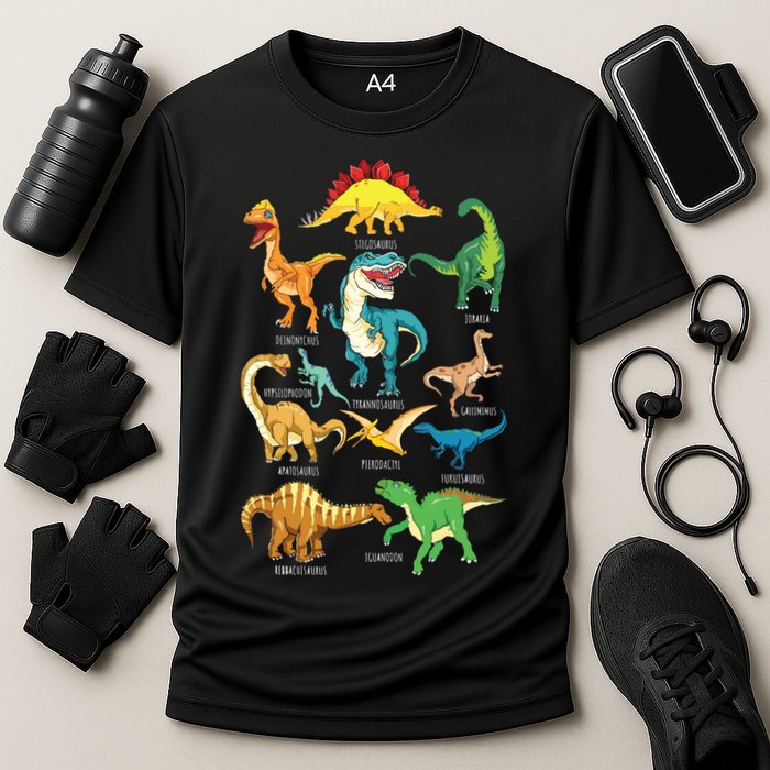 Types Of Dinosaurs Graphics Dino Identification Performance Shirt
