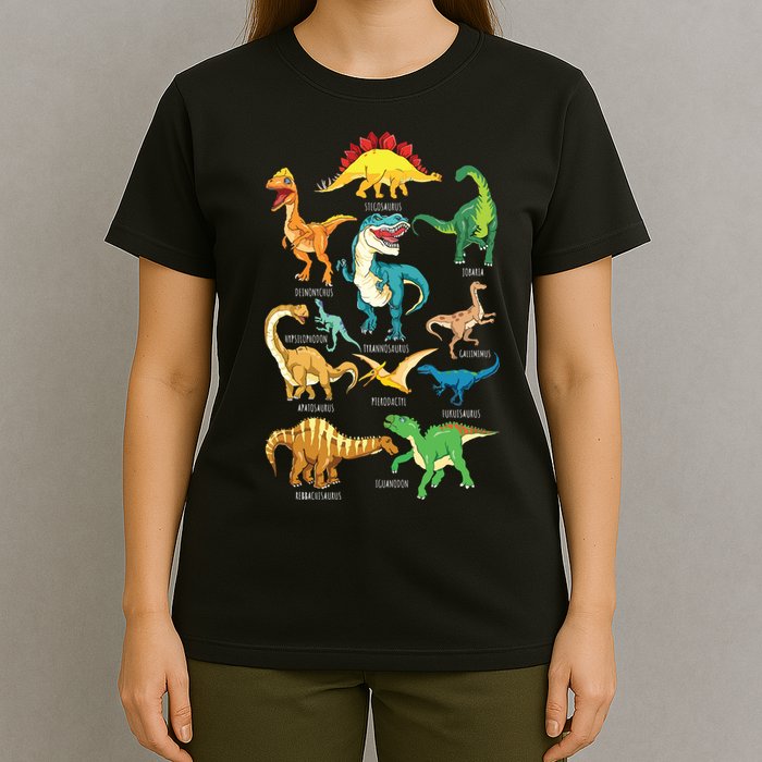 Types Of Dinosaurs Graphics Dino Identification T-Shirt