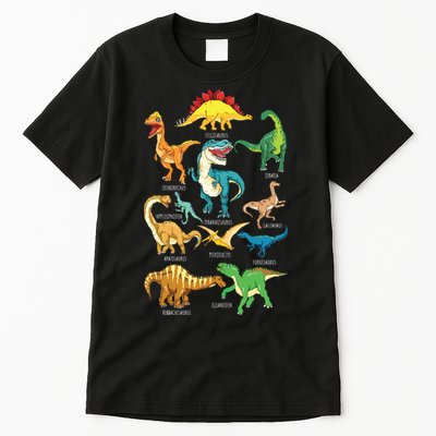 Types Of Dinosaurs Graphics Dino Identification Tall T-Shirt