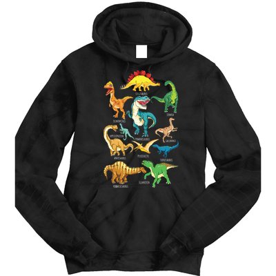 Types Of Dinosaurs Graphics Dino Identification Tie Dye Hoodie