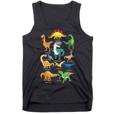 Types Of Dinosaurs Graphics Dino Identification Tank Top
