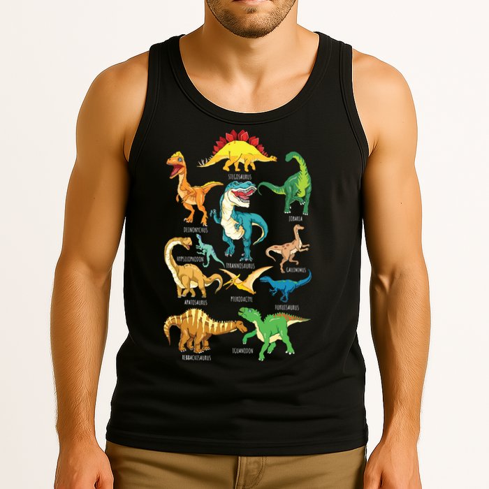 Types Of Dinosaurs Graphics Dino Identification Tank Top