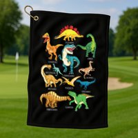 Types Of Dinosaurs Graphics Dino Identification Golf Towel