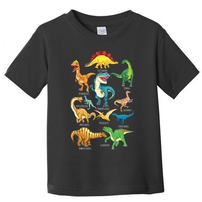 Types Of Dinosaurs Graphics Dino Identification Toddler T-Shirt