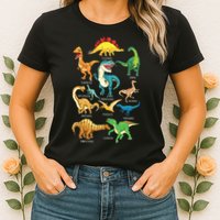 Types Of Dinosaurs Graphics Dino Identification Womens T-Shirt