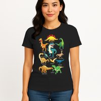 Types Of Dinosaurs Graphics Dino Identification Womens T-Shirt