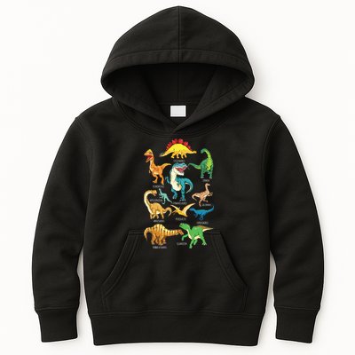 Types Of Dinosaurs Graphics Dino Identification Kids Hoodie