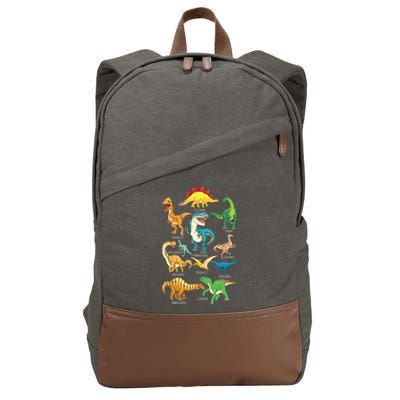 Types Of Dinosaurs Graphics Dino Identification Cotton Canvas Backpack