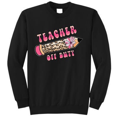 Teacher Off Duty Hello Summer Pink Leopard Pencil Teacher Sweatshirt