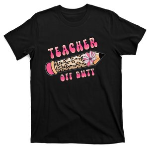 Teacher Off Duty Hello Summer Pink Leopard Pencil Teacher T-Shirt