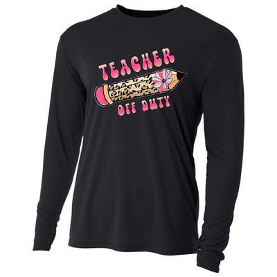 Teacher Off Duty Hello Summer Pink Leopard Pencil Teacher Cooling Performance Long Sleeve Crew