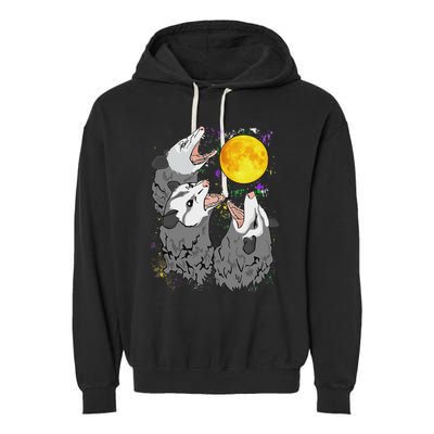 Three Opossum Dead Moon Possum Gifts Costumes Garment-Dyed Fleece Hoodie