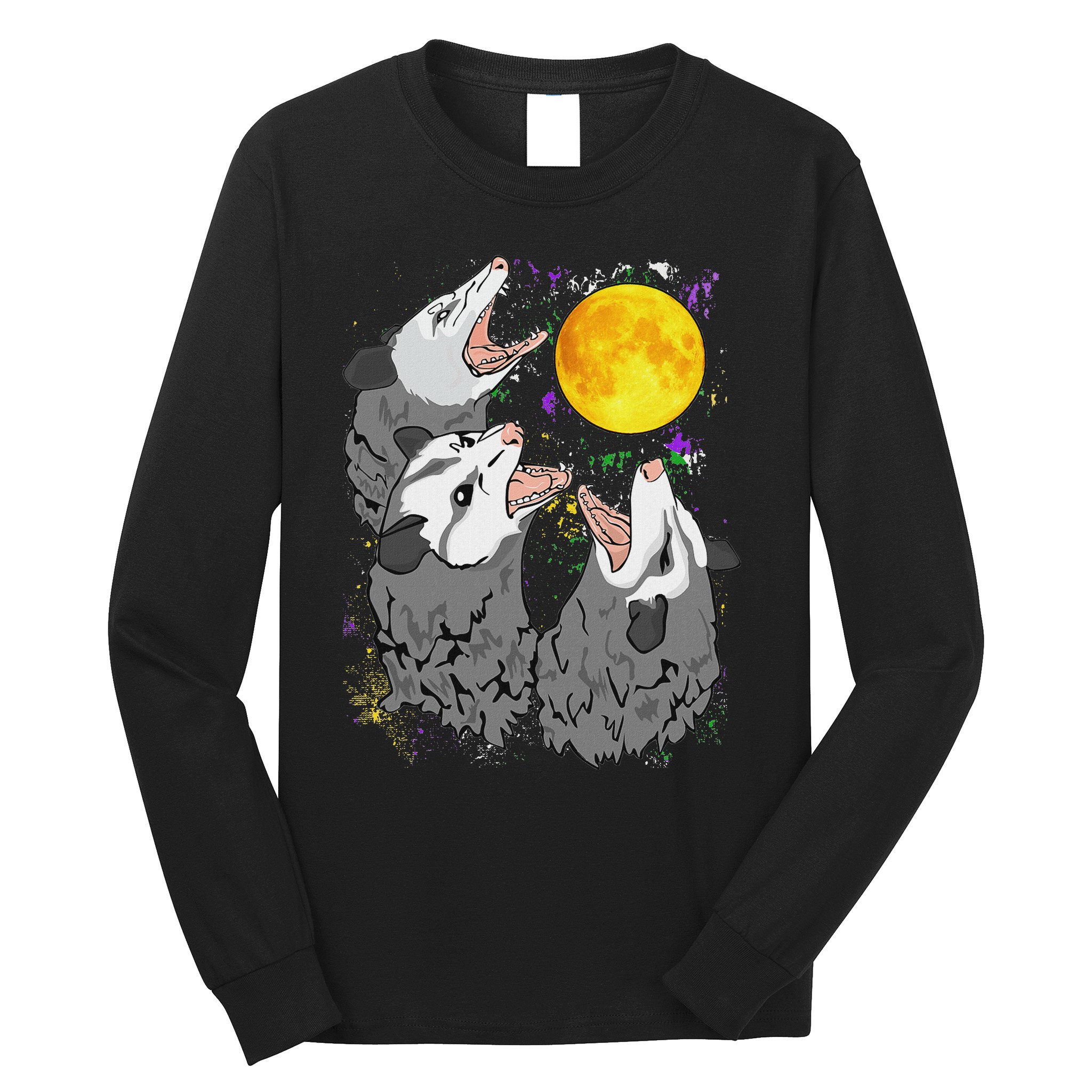 Three Opossum Dead Moon Possum Gifts Costumes Long Sleeve Shirt