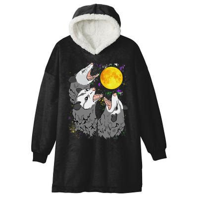 Three Opossum Dead Moon Possum Gifts Costumes Hooded Wearable Blanket