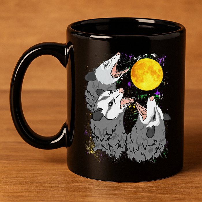 Three Opossum Dead Moon Possum Gifts Costumes 11oz C Handle Ceramic Mug