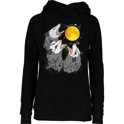 Three Opossum Dead Moon Possum Gifts Costumes Womens Funnel Neck Pullover Hood