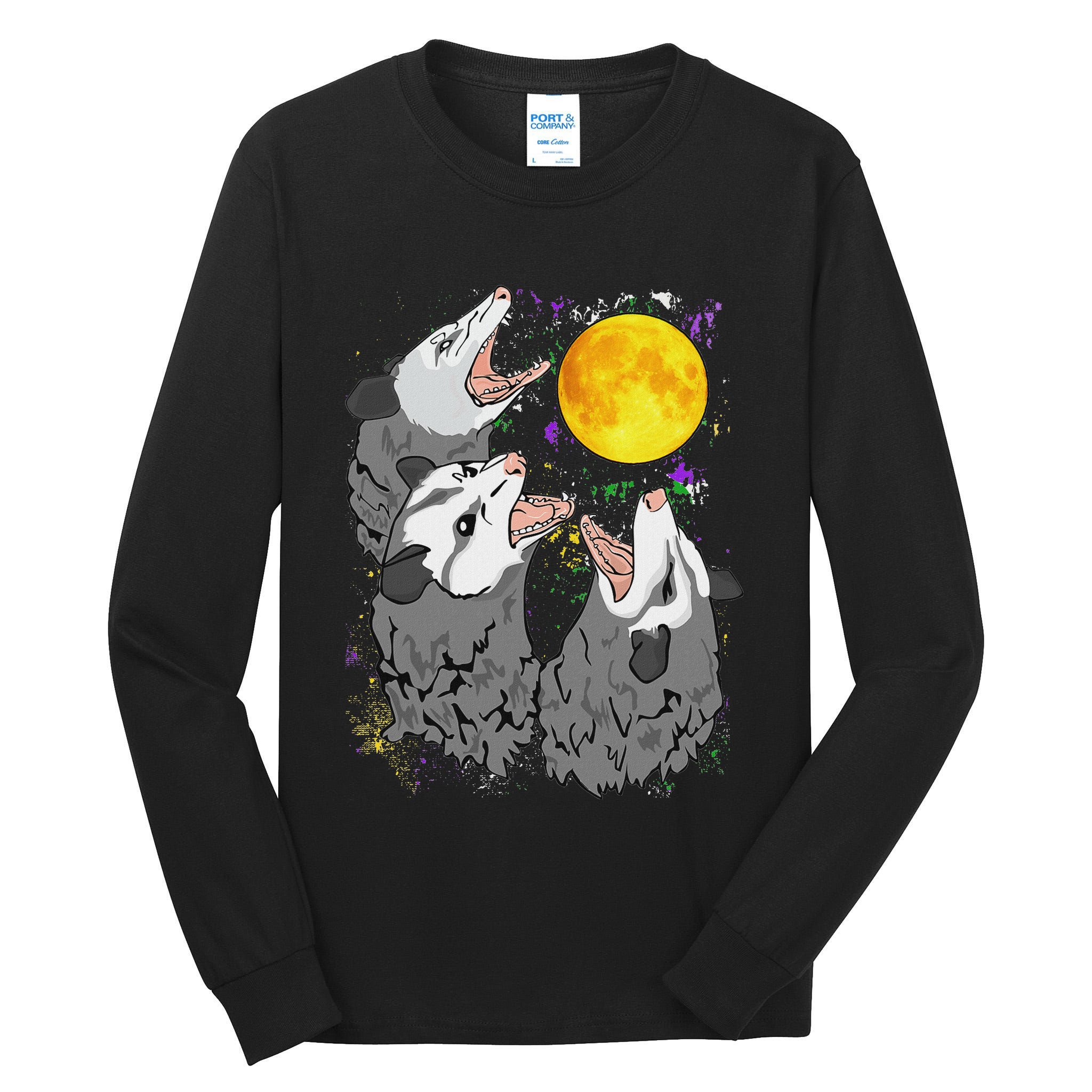 Three Opossum Dead Moon Possum Gifts Costumes Tall Long Sleeve T-Shirt