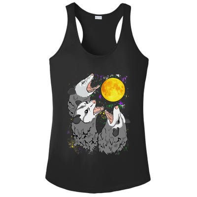 Three Opossum Dead Moon Possum Gifts Costumes Ladies PosiCharge Competitor Racerback Tank
