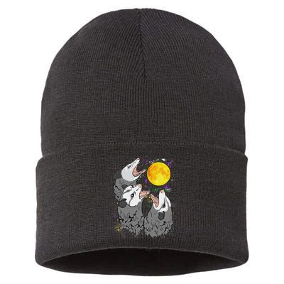 Three Opossum Dead Moon Possum Gifts Costumes Sustainable Knit Beanie