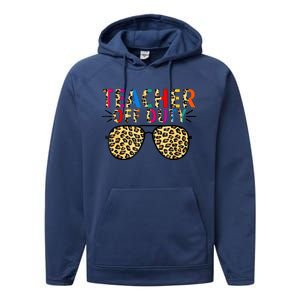 Teacher Off Duty Leopard Happy Last Day Of School Summer Performance Fleece Hoodie