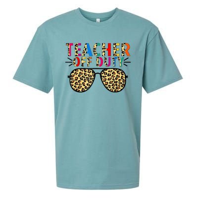 Teacher Off Duty Leopard Happy Last Day Of School Summer Sueded Cloud Jersey T-Shirt