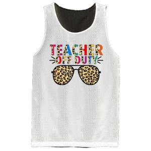 Teacher Off Duty Leopard Happy Last Day Of School Summer Mesh Reversible Basketball Jersey Tank