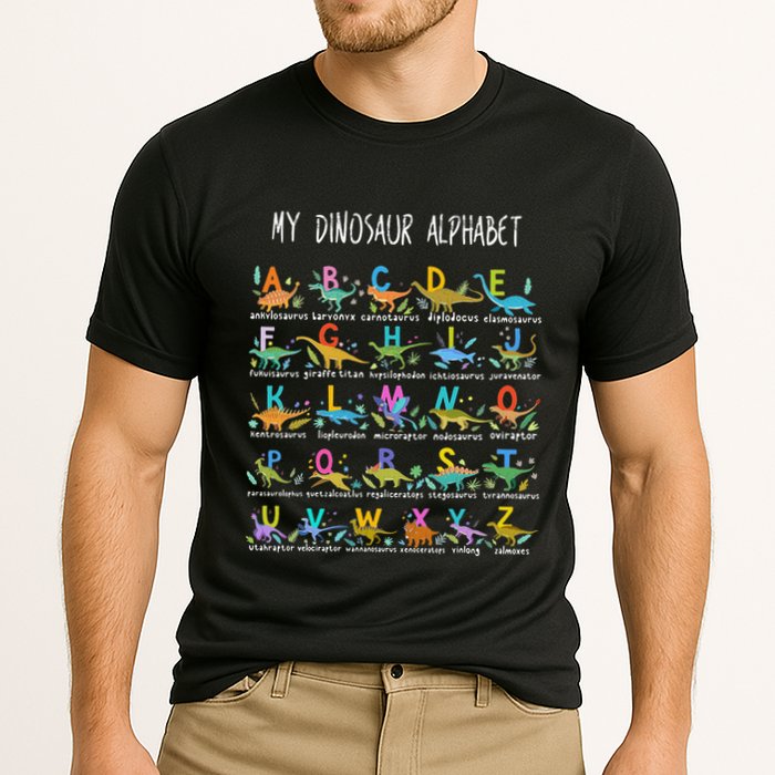 Types Of Dinosaurs Alphabet AZ ABC Dino Performance Shirt