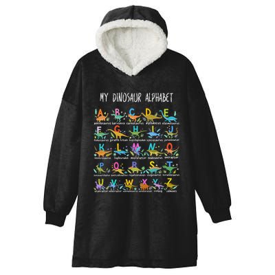 Types Of Dinosaurs Alphabet AZ ABC Dino Hooded Wearable Blanket