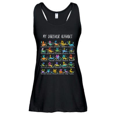 Types Of Dinosaurs Alphabet AZ ABC Dino Ladies Essential Flowy Tank