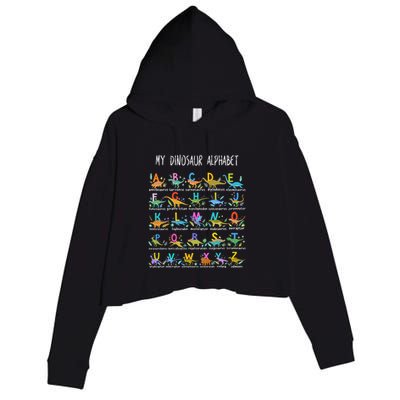 Types Of Dinosaurs Alphabet AZ ABC Dino Crop Fleece Hoodie